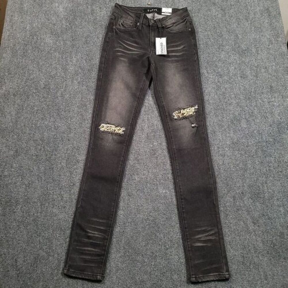 Rue21 Jeans Mens 26x30 Supreme Flex Stacked Skinny Distressed Black